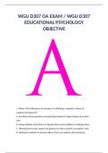 WGU D307 OA EXAM / WGU D307 EDUCATIONAL PSYCHOLOGY OBJECTIVE ASSESSMENT NEWEST 2024 ACTUAL EXAM TEST BANK 300 QUESTIONS AND CORRECT DETAILED ANSWERS (VERIFIED ANSWERS) |ALREADY GRADED A