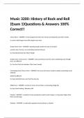  Music 3200: History of Rock and Roll (Exam 1)Questions & Answers 100% Correct!!