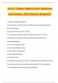 Unit 5: College Algebra Exam Questions and Answers 100% Solved | Graded A+