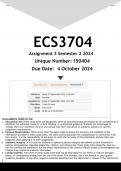 ECS3704 Assignment 3 (ANSWERS) Semester 2 2024 - DISTINCTION GUARANTEED