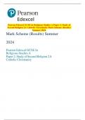 Pearson Edexcel GCSE In Religious Studies A Paper 2: Study of  Second Religion 2A Catholic Christianity Mark Scheme (Results)  Summer 2024