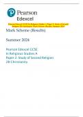 Pearson Edexcel GCSE In Religious Studies A Paper 2: Study of Second  Religion 2B Christianity Mark Scheme (Results) Summer 2024