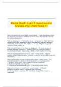  Mental Health Exam 1 Questions And Answers 2024-2025 Rated A+.