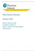 Pearson Edexcel GCSE In Religious Studies A Paper 2: Study of Second  Religion 2E Hinduism Mark Scheme (Results) Summer 2024