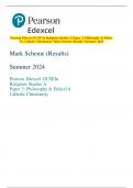 Pearson Edexcel GCSE In Religious Studies A Paper 3: Philosophy & Ethics  3A Catholic Christianity Mark Scheme (Results) Summer 2024 