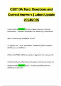 C207 OA Test | Questions and Correct Answers | Latest Update 2024/2025