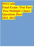 PSYC420 Final Exam -Test Part: Post Multiple Choice Questions Here 2021 2022