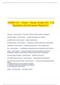   CHEM 101 - Exam 1 Study Guide (Ch. 1-3) Questions And Answers Rated A+.