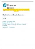 Pearson Edexcel GCSE In Religious Studies B PAPER 2: Area of Study 2 –  Religion, Peace & Conflict Option 2B – Christianity Mark Scheme (Results)  Summer 2024 