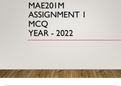 Mae201m assignment 1 MCQ