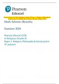 Pearson Edexcel GCSE In Religious Studies B Paper 3: Religion, Philosophy &  Social Justice 3F Judaism Mark Scheme (Results) Summer 2024 