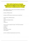 NUSC 4272: Food Service Systems Management II Midterm Exam | Questions with Correct Verified Answers A Grade