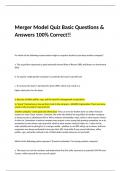 Merger Model Quiz Basic Questions & Answers 100% Correct!!