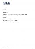 OCR GCE  History A Y217/01: Non-British period study: Japan 1853-1937 A Level Mark Scheme for June 2024