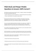 M&A Deals and Merger Models Questions & Answers 100% Correct!!