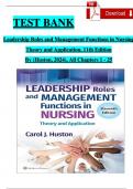 TEST BANK  Leadership Roles and Management Functions in Nursing  Theory and Application, 11th Edition  By (Huston, 2024), All Chapters 1 - 25