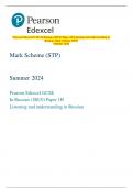 Pearson Edexcel GCSE In Russian (1RU0) Paper 1H Listening and understanding in  Russian Mark Scheme (STP)  Summer 2024 