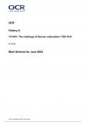 OCR GCE  History A Y314/01: The challenge of German nationalism 1789-1919 A Level Mark Scheme for June 2024