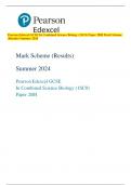 Pearson Edexcel GCSE In Combined Science Biology (1SC0) Paper 2BH Mark Scheme  (Results) Summer 2024 