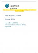 Pearson Edexcel GCSE In Combined Science Physics (1SC0) Paper 2PH Mark Scheme  (Results) Summer 2024