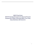 NR 599 Final Exam  (Version 2022), Nursing Informatics for Advanced Practice , Chamberlain College Of Nursing (Updated Guide 2022)