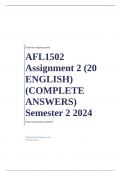 AFL1502 Assignment 2 (COMPLETE ANSWERS) Semester 2 2024 - DUE September 2024 ; 100% TRUSTED Complete, trusted solutions and explanations. Ensure your success with us..