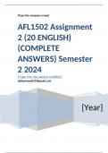 AFL1502 Assignment 2 (COMPLETE ANSWERS) Semester 2 2024 - DUE September 2024 ; 100% TRUSTED Complete, trusted solutions and explanations. Ensure your success with us..