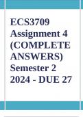 ECS3709 Assignment 4 (COMPLETE ANSWERS) Semester 2 2024 - DUE 27 September 2024 ; 100% TRUSTED Complete, trusted solutions and explanations. Ensure your success with us..