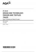 AQA A-level DESIGN AND TECHNOLOGY: FASHION AND TEXTILES 7562/2 Paper 2 Designing and Making Principles Mark scheme June 2024