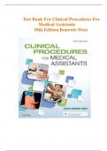 Test Bank For Clinical Procedures for Medical Assistants {10th Edition  2024}Bonewit-West | All Chapters Included | Correct Answers | New Update