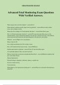 Advanced Fetal Monitoring Exam Questions With Verified Answers.