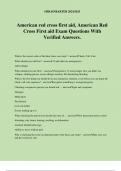 American red cross first aid, American Red Cross First aid Exam Questions With Verified Answers.