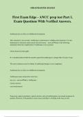 First Exam Edge - ANCC prep test Part 1. Exam Questions With Verified Answers.