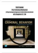 test bank For Criminal Behavior A Psychological Approach 12th Edition by Bartol all chapters 1 to 16 complete ISBN;978-0134163741