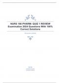 NURS 180 PHARM QUIZ 1 REVIEW Examination 2024 Questions With 100- Correct Solutions.pdf