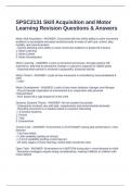 SPSC2131 Skill Acquisition and Motor Learning Revision Questions & Answers