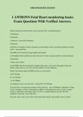 1 AWHONN Fetal Heart monitoring basics Exam Questions With Verified Answers.