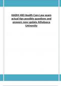 HADM 400 Health Care Law exam actual tips possible questions and answers new update Athabasca University