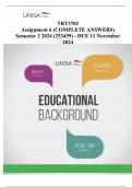 RT3702 Assignment 6 (COMPLETE ANSWERS) Semester 2 2024 (253459)- DUE 11 November 2024;100 % TRUSTED workings, Expert Solved, Explanations and Solutions Case Study: "Try Scoring: Advancing Rugby Tourism in South Africa