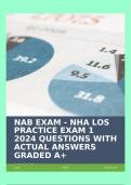 NAB EXAM - NHA LOS PRACTICE EXAM 1 2024 QUESTIONS WITH ACTUAL ANSWERS GRADED A+