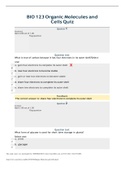 BIO 123 Organic Molecules and Cells Quiz/ANSWERS