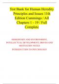 Test Bank for Human Heredity Principles and Issues 11th Edition Cummings / All Chapters 1 - 19 / Full Complete