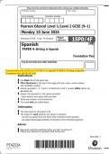 Pearson Edexcel Level 1/Level 2 GCSE (9–1) Spanish PAPER 4: Writing in Spanish  Foundation Tier QP JUNE 2024 