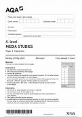 2024 AQA A LEVEL MEDIA STUDIES PAPER 1 QUESTION PAPER (7572/1: Media One)