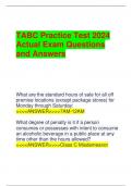 TABC Practice Test 2024 Actual Exam Questions and Answers