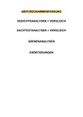 Überblick über die Analysen / Vergleiche von Gedichten, Sachtexten , Szenen sowie wichtiges zur Erörterung.