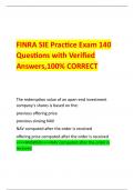 FINRA SIE Practice Exam 140 Questions with Verified Answers,100% CORRECT