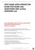 APEA PREDICTOR EXAM TEST BANK 300+ QUESTIONS AND verified ANSWERS  