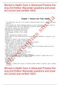 Women's Health Care in Advanced Practice Nursing 2nd Edition Alexander questions and answers correct and verified 100%