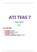 ATI TEAS 7 Test Bank: Complete 2024/2025 Exam Test Practice Questions and Detailed Answers for All Sections | Comprehensive Study Guide And Practice Test